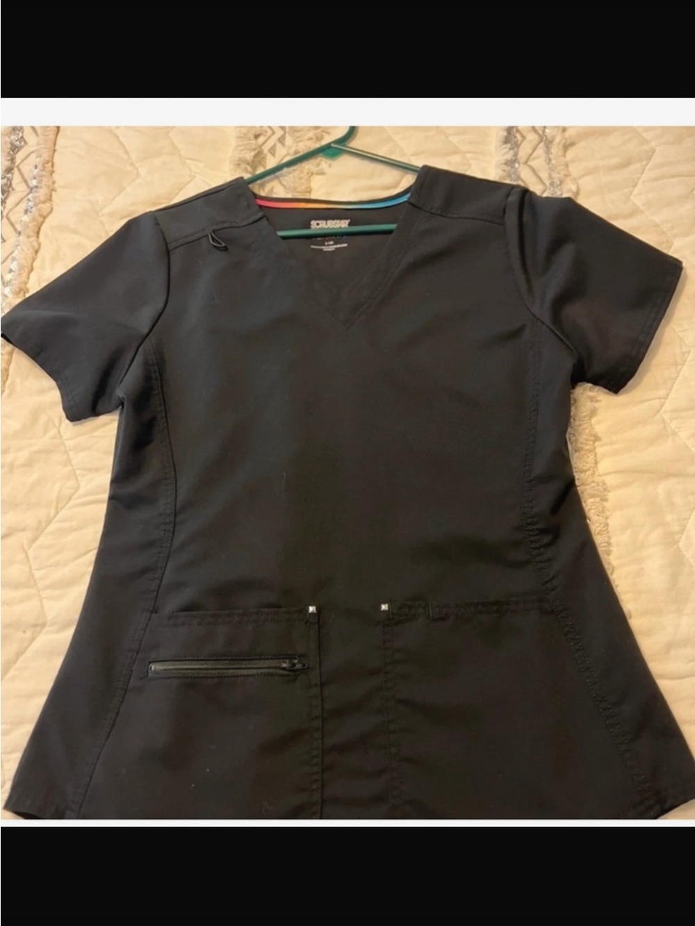 Scrubstar Black V-Neck Medical Top.